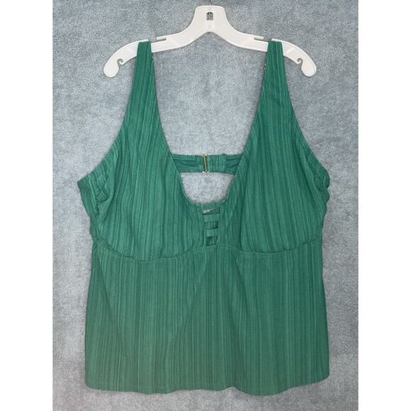 Time And Tru Swimwear Womens 3X Green‎ Tankini Stretch Swim Top Beach Vacation - Picture 1 of 9